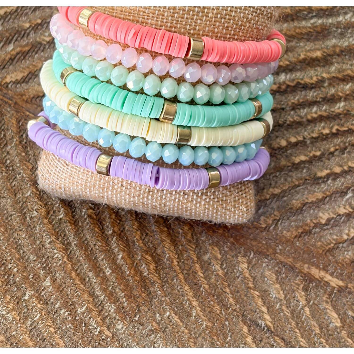 New White Label Women's Spring Pastel Bracelet Stack In Pink